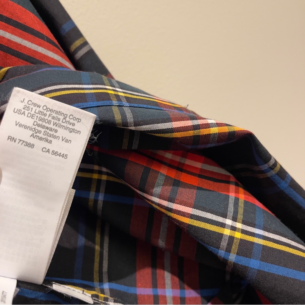 NWOT- J.Crew Red, Blue, golden-yellow & Black Plaid Button Down Size Small - Picture 9 of 13